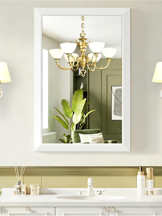 Other - ERZERT 24x36 Inch White Metal Framed Wall Mirror